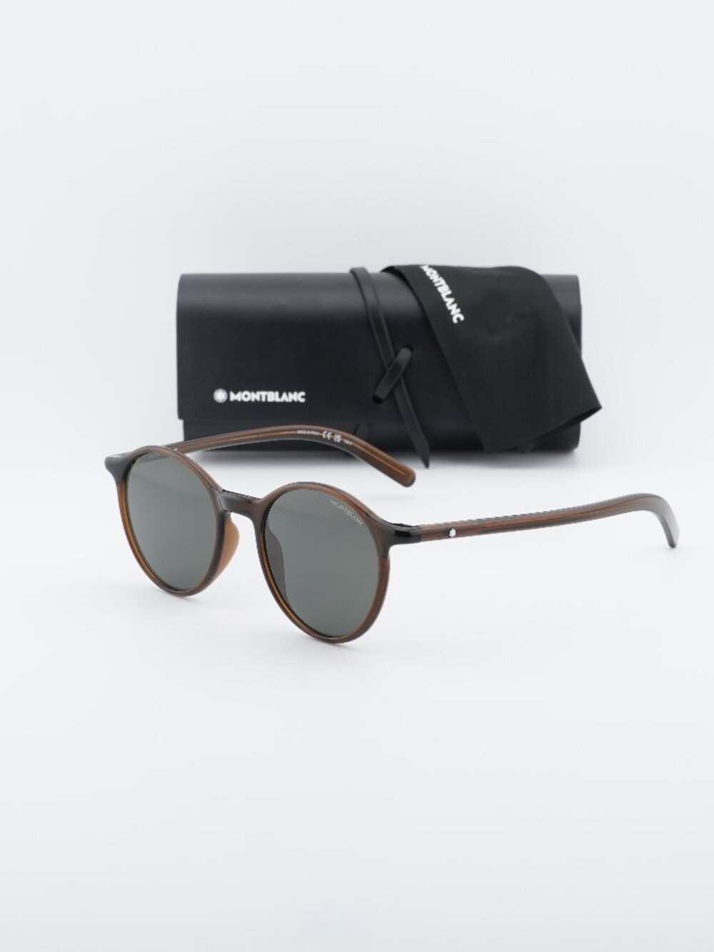 Montblanc MB0324S 002 Round Sunglasses - Brown / Grey